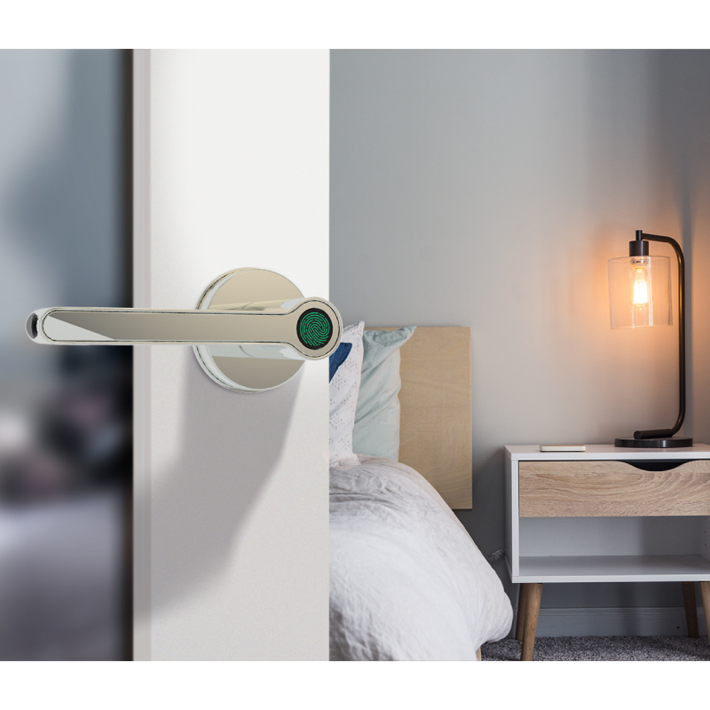 Blusafe Breeze Fingerprint Internal Door Handle Rose Backplate