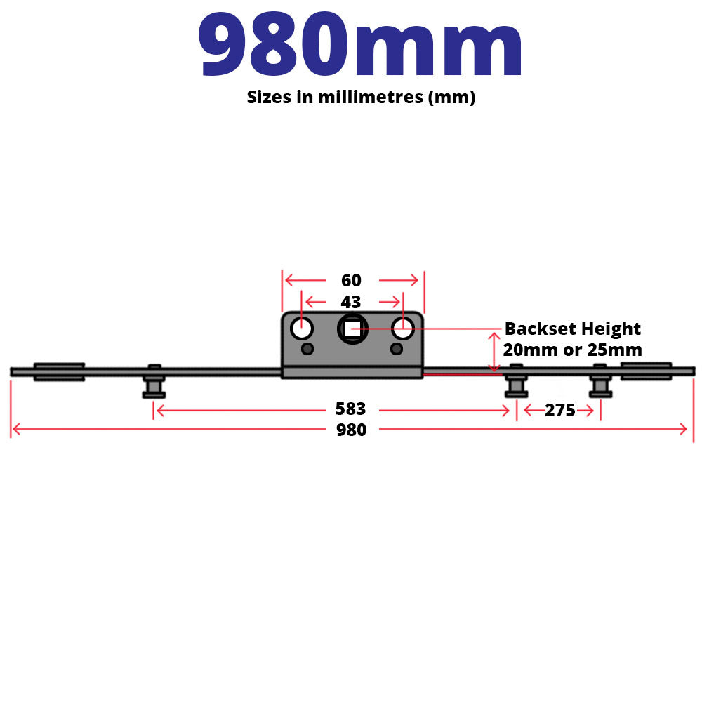 Maco Offset Espag UPVC and Timber Window Lock Mechanism Rod