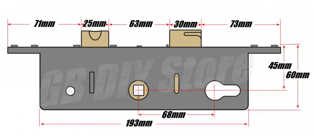 Fullex SL16 Replacement Door Lock Gearbox Centre Case 45mm Technical Details