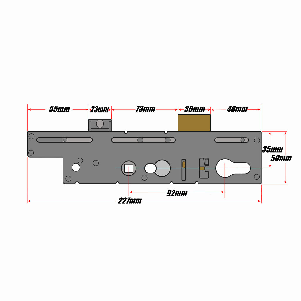 Fullex Crimebeater Replacement Door Lock Gearbox Centre Case 35mm Technical Details
