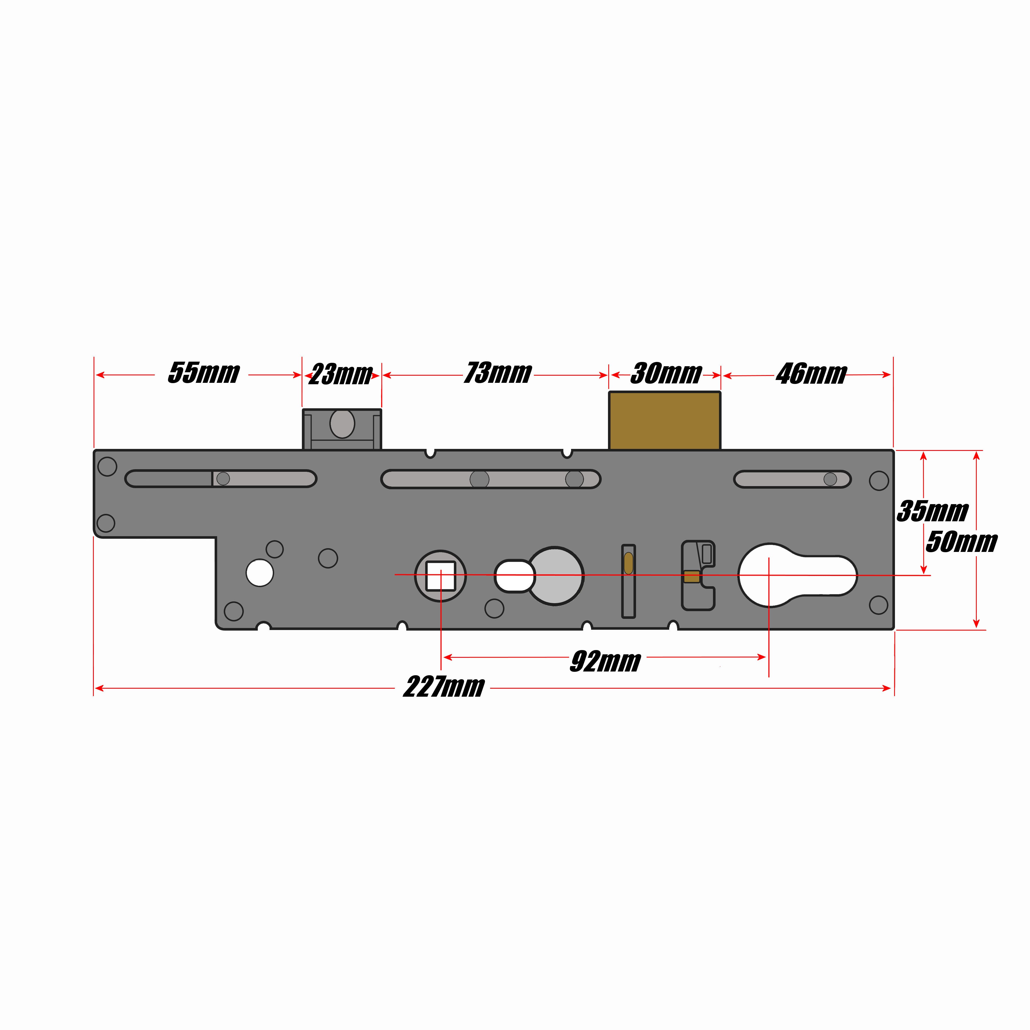 Fullex Crimebeater Replacement Door Lock Gearbox Centre Case 35mm Technical Details
