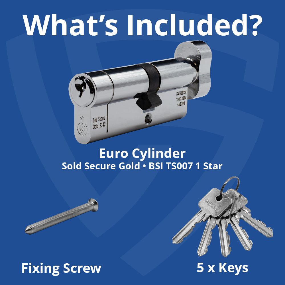 SHIELD HARDWARE Euro Cylinder Door Lock Thumbturn TS007 1 Star Chrome