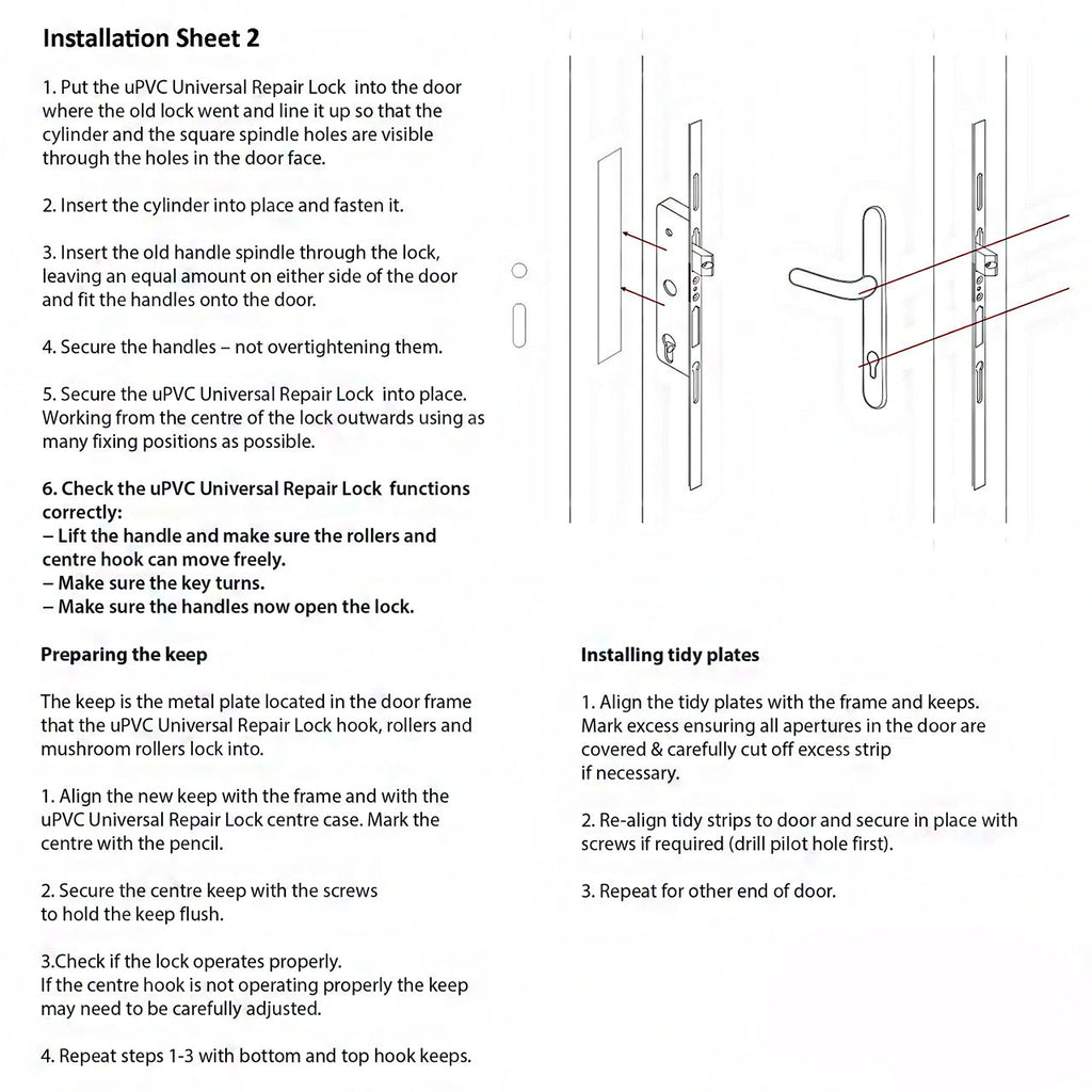 Universal uPVC Door Lock Repair Kit - 3 Piece 35mm