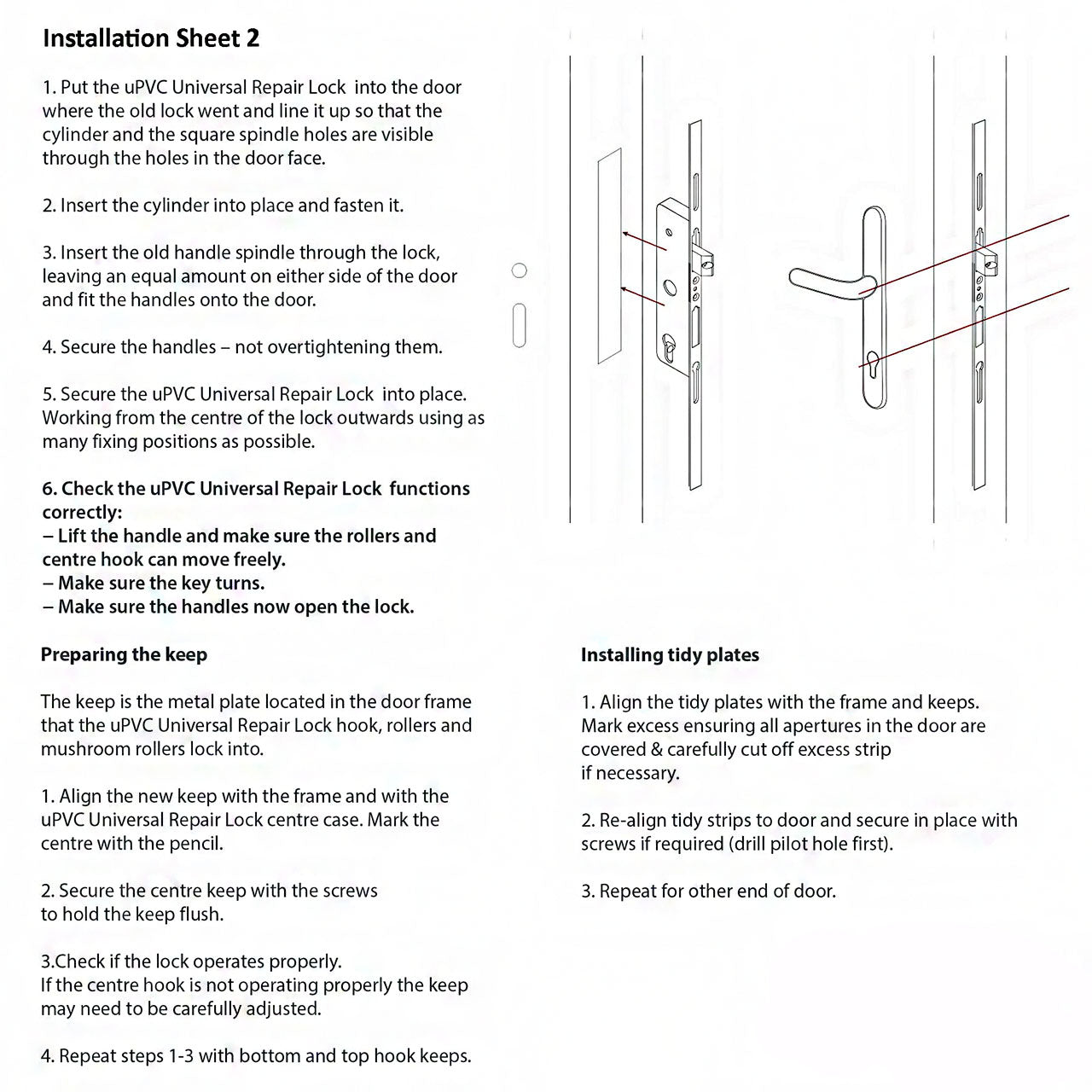 Universal uPVC Door Lock Repair Kit - 3 Piece 35mm