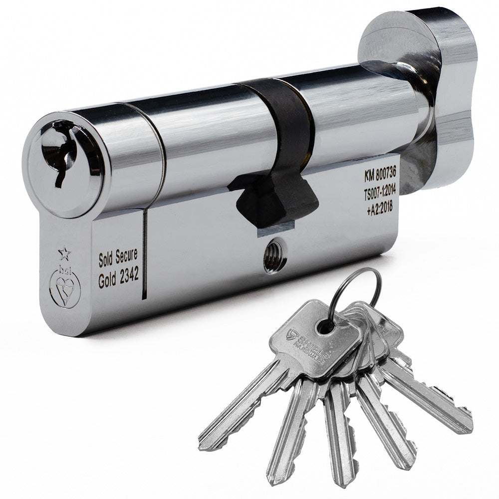 SHIELD HARDWARE Euro Cylinder Door Lock Thumbturn TS007 1 Star Chrome