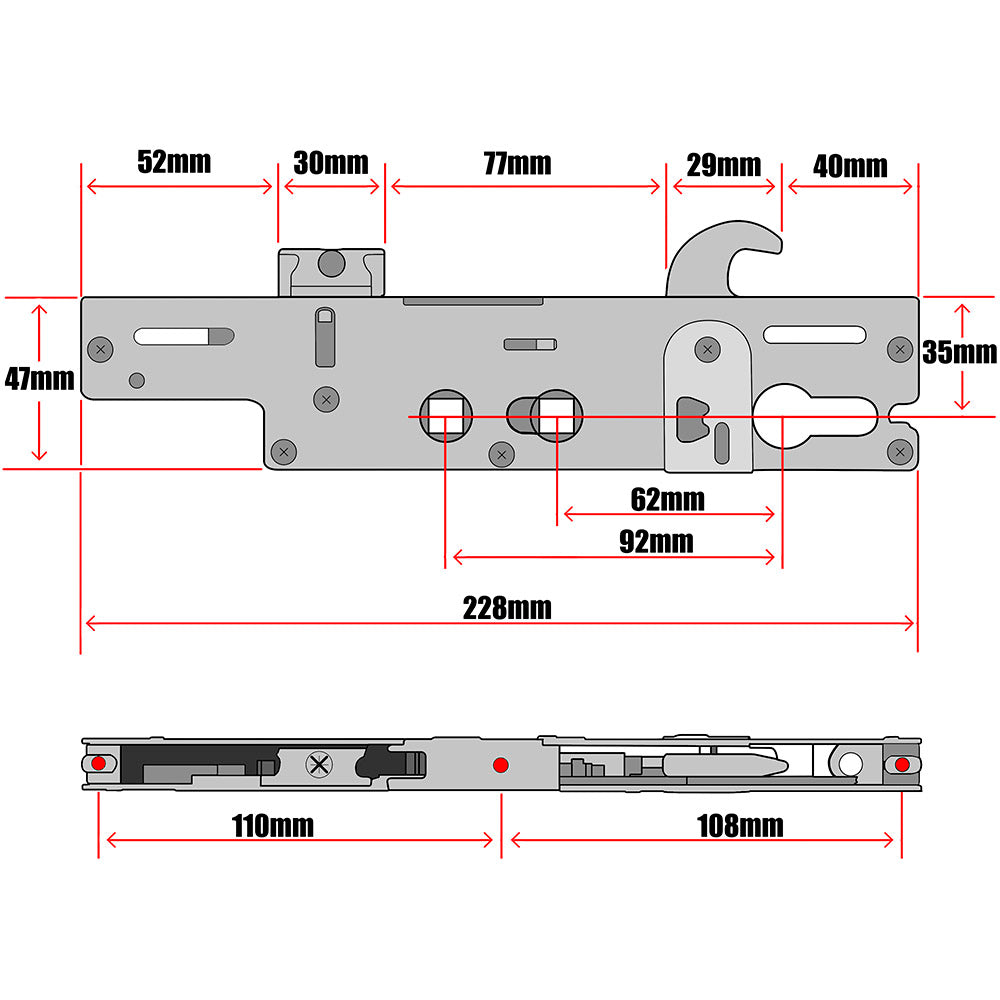 Ingenious Replacement Door Lock Gearbox Centre Case 35mm Technical