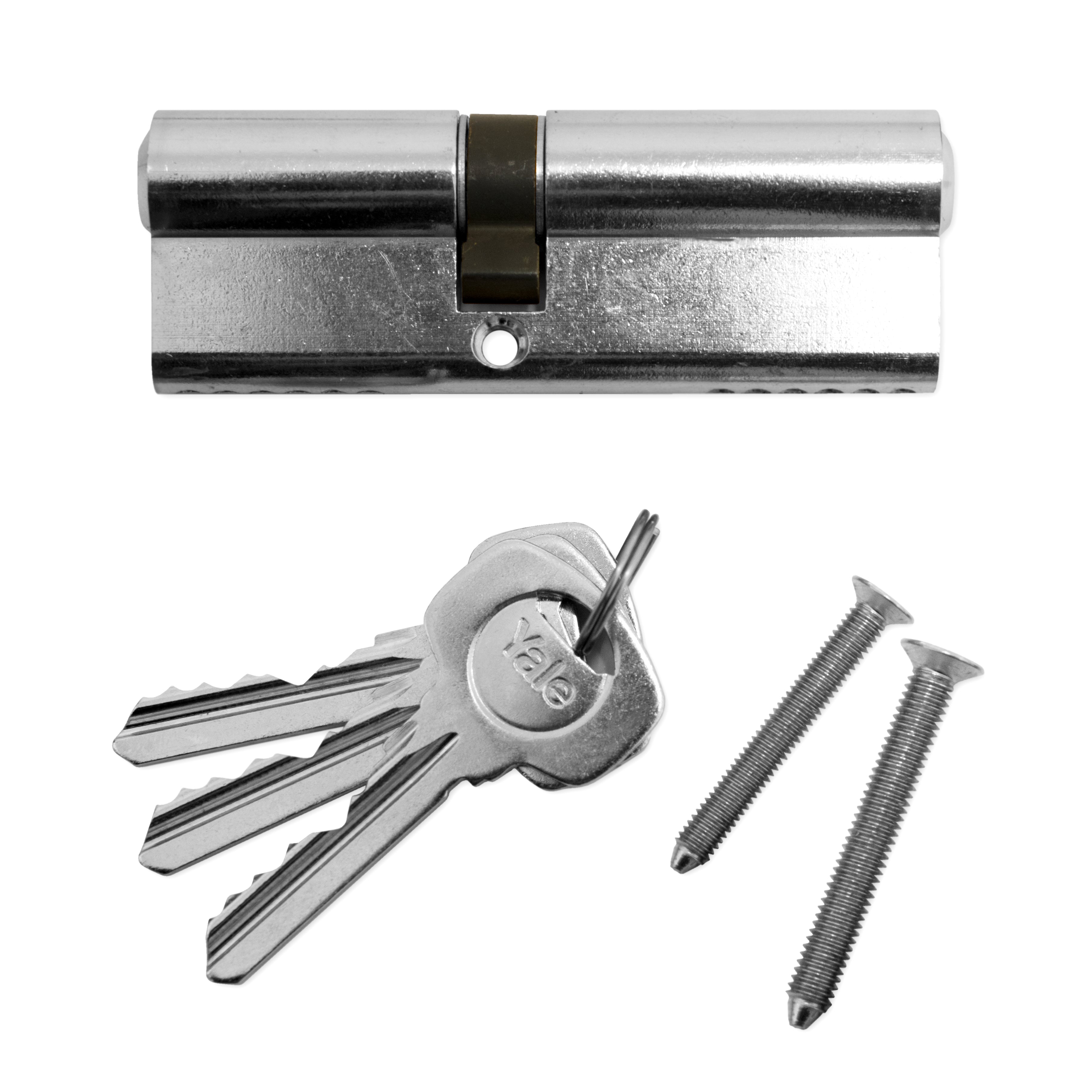 Yale Standard Euro Cylinder Door Lock Nickel Plated Side With Keys