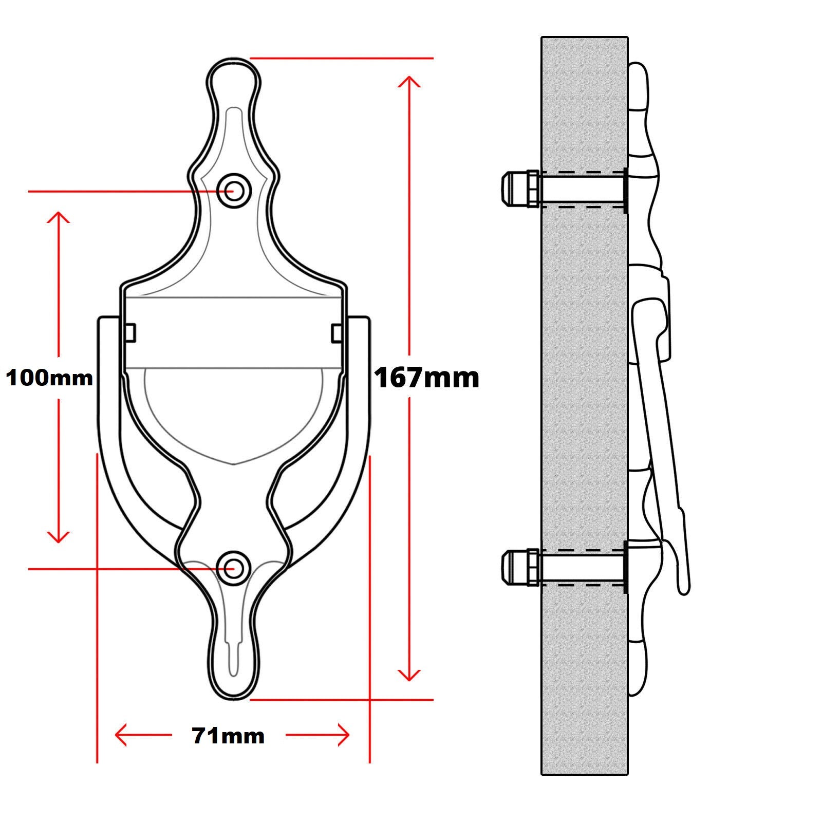 Victorian Urn Door Knocker Technical Details