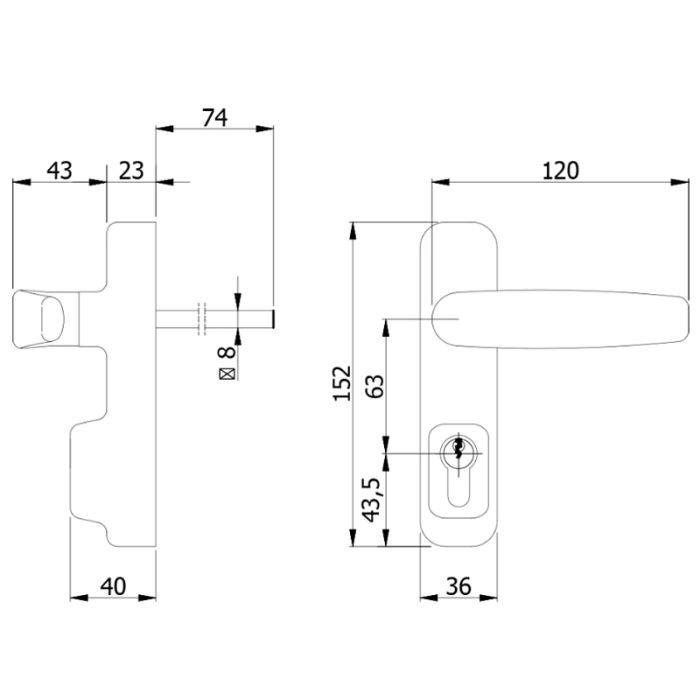 Omec Emergency Access External Door Handle Kit Black