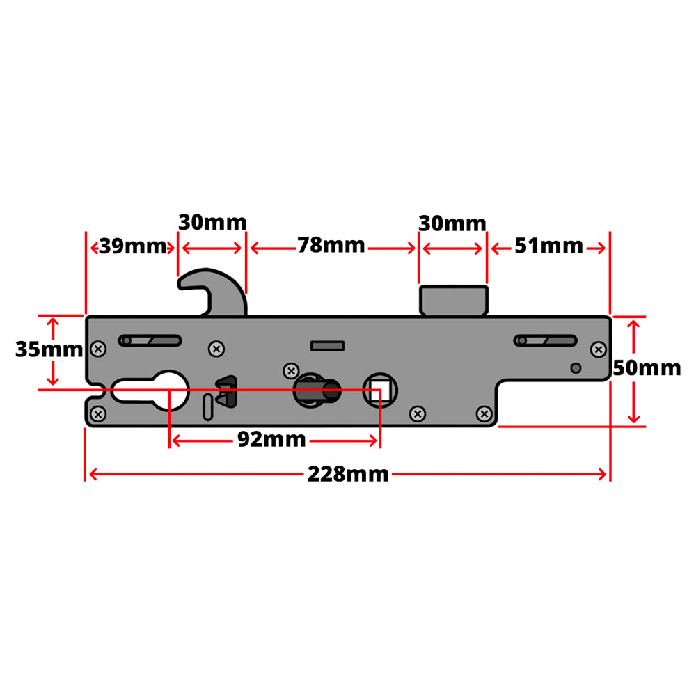 Ingenious 35mm door lock gearbox measurements