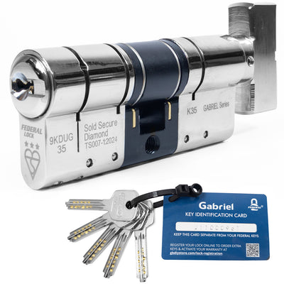 Federal Gabriel 3 Star Euro Cylinder Thumb Turn Door Lock  Chrome - Maximum Security