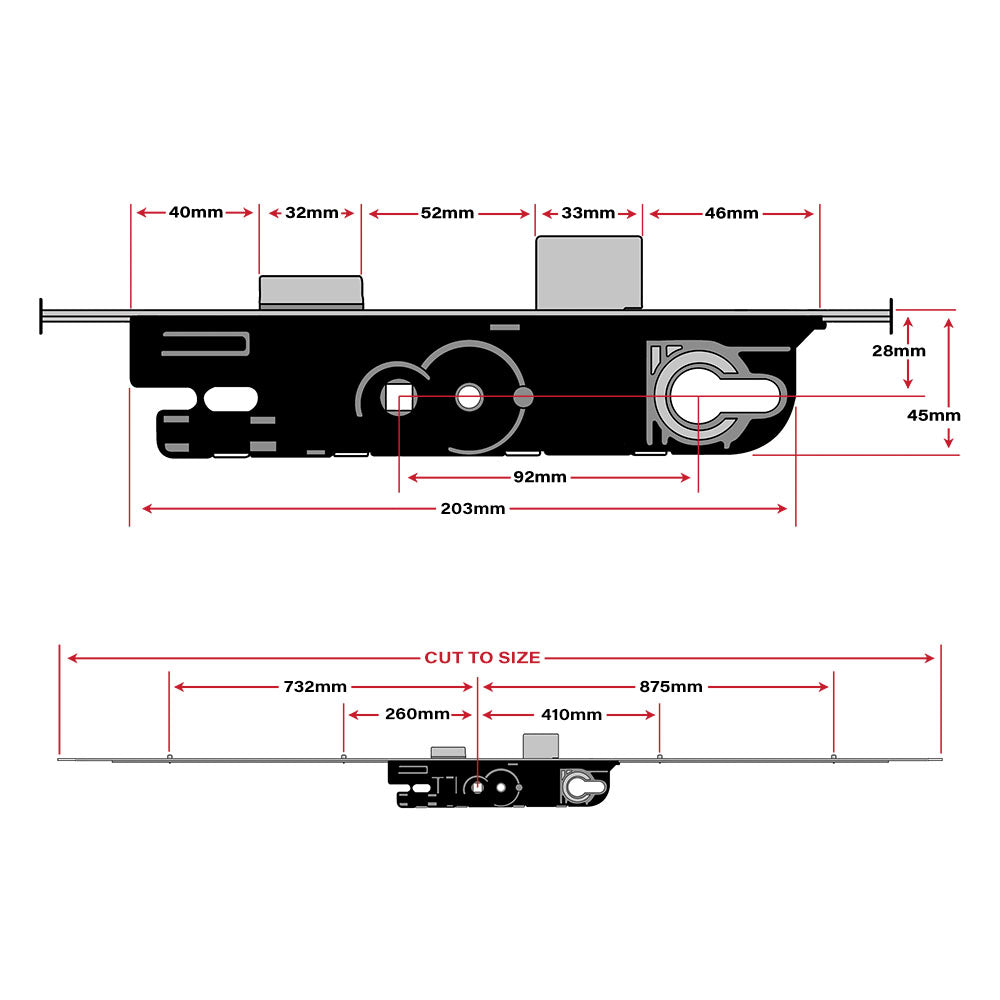 GU New Style 4 Roller Door Gearbox Lock Mechanism Technical