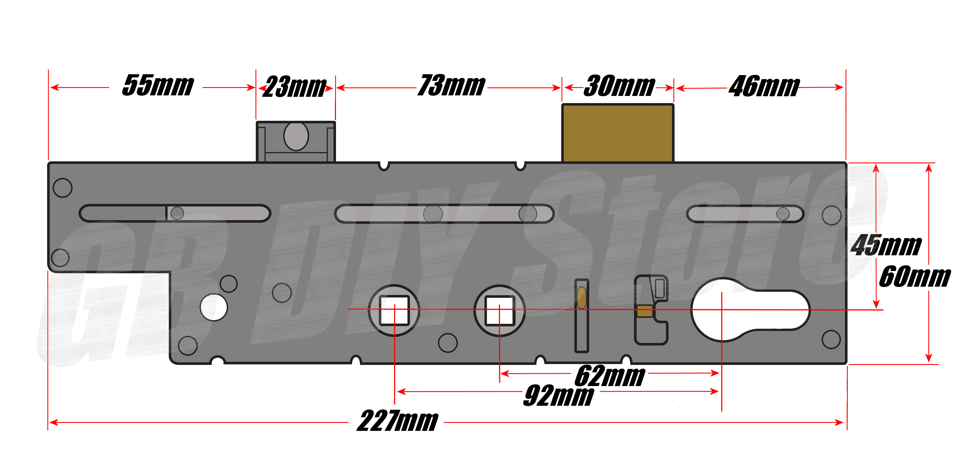 Fullex Crimebeater 45mm Double Spindle Replacement Door Lock Gearbox Centre Case 45mm Technical Details