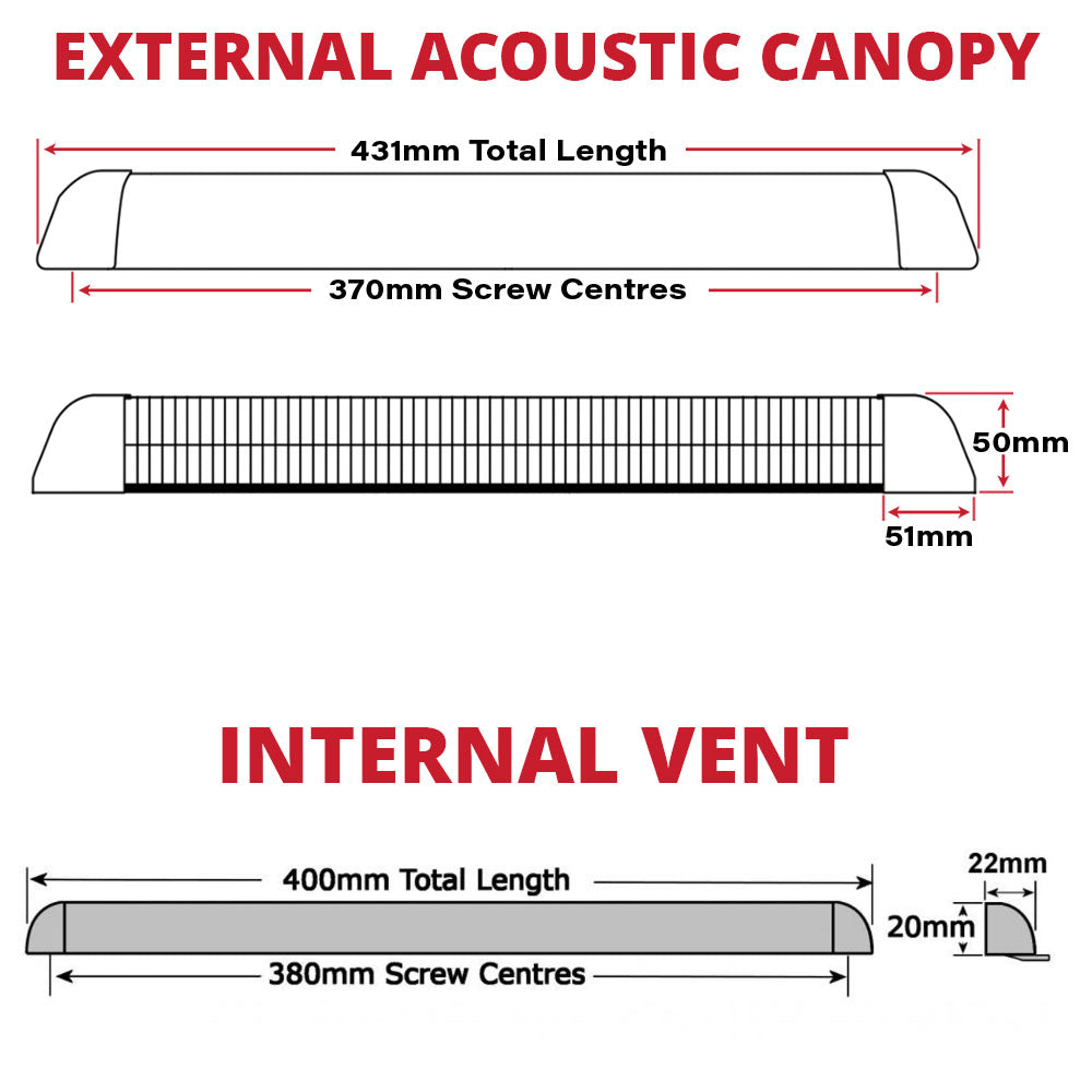 Acoustic Noise Reduction Trickle Vent DImension