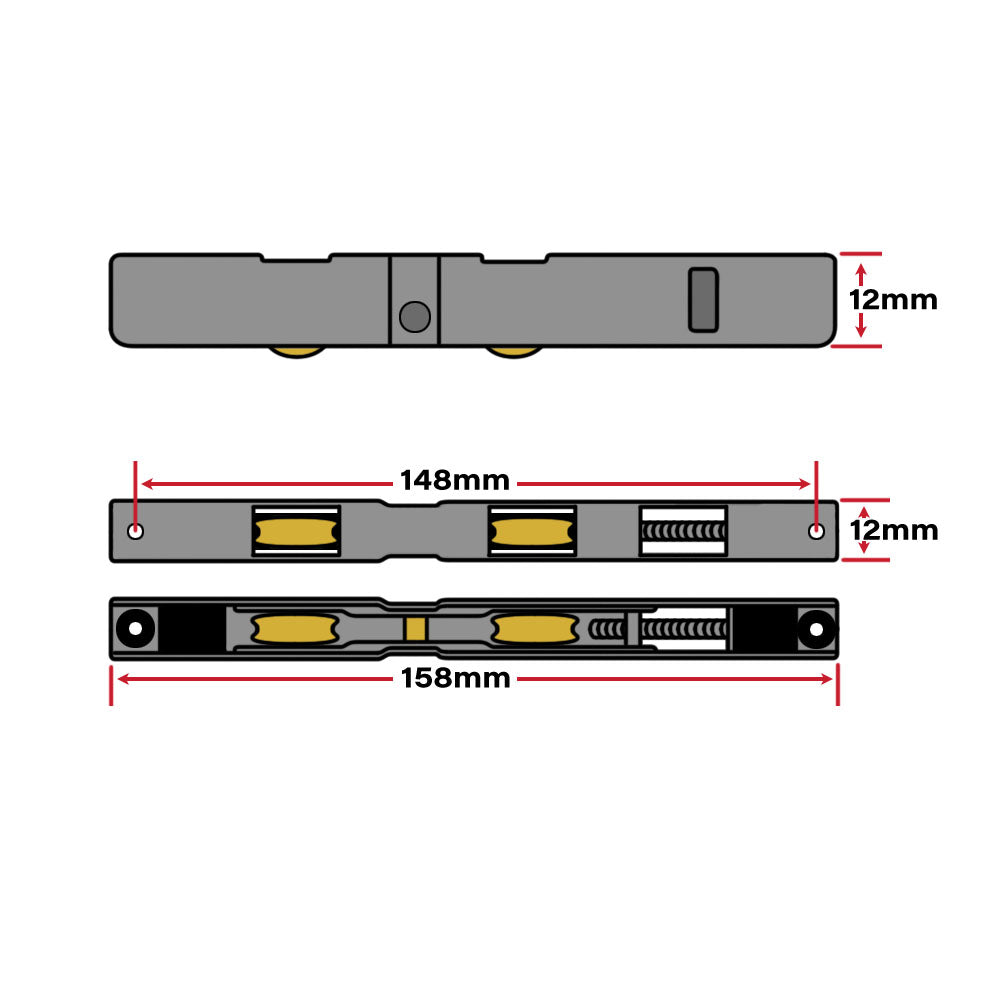 Sliding Patio Door Roller Wheels for UPVC Timber Aluminium Doors Stainless Steel Technical Details
