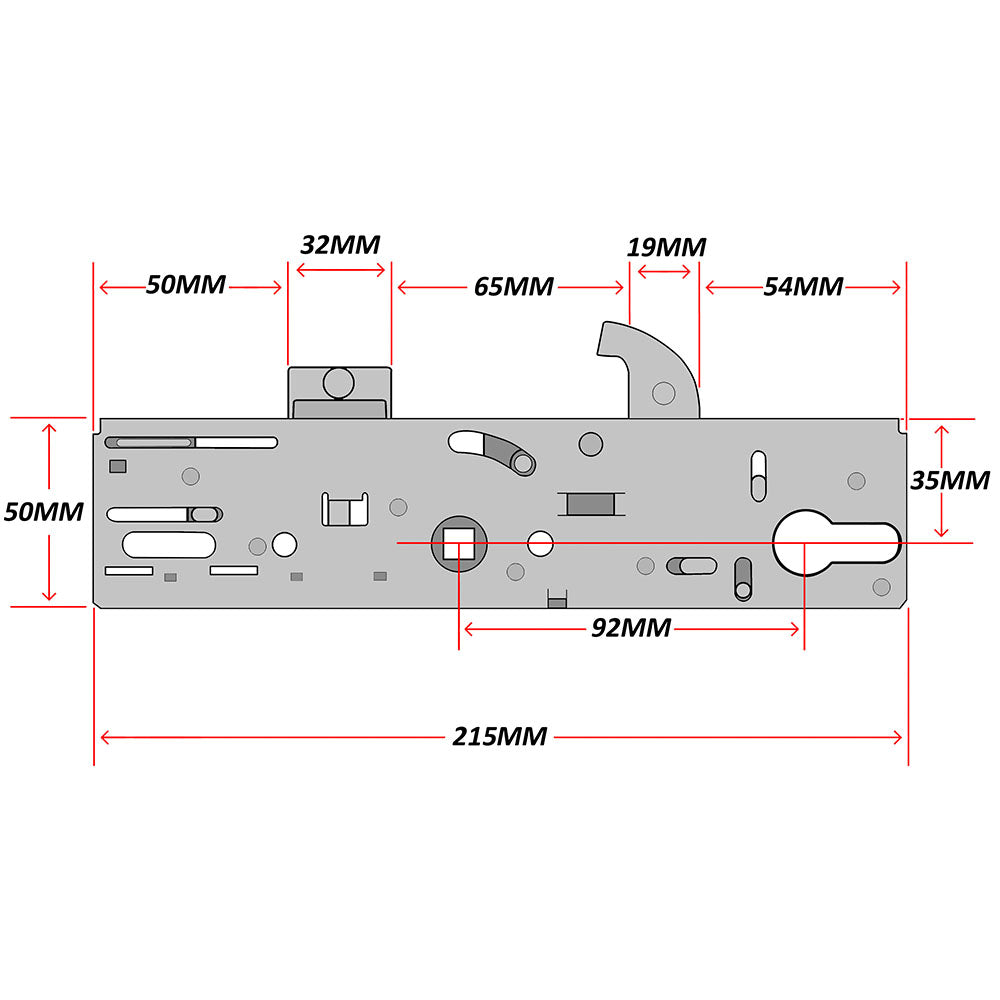 Yale YS170 Replacement Gear Box Door Lock Centre Case 35mm Backset Technical Details