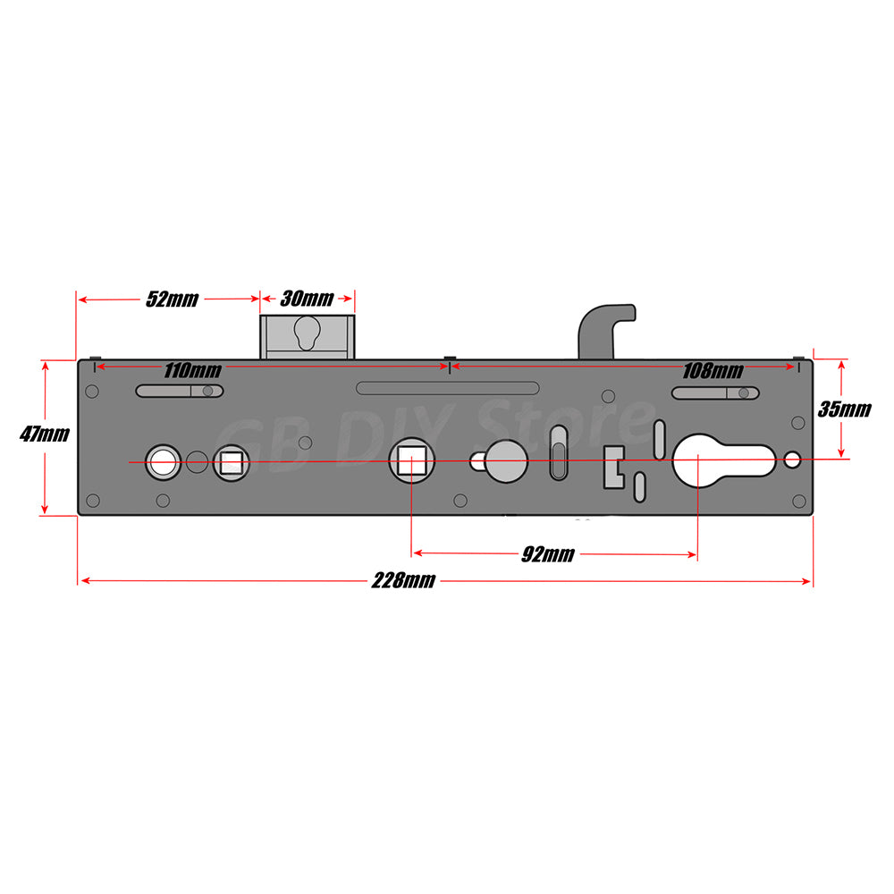 Yale Lockmaster Gearbox Door Lock Centre Case Replacement 35mm Single Spindle Technical
