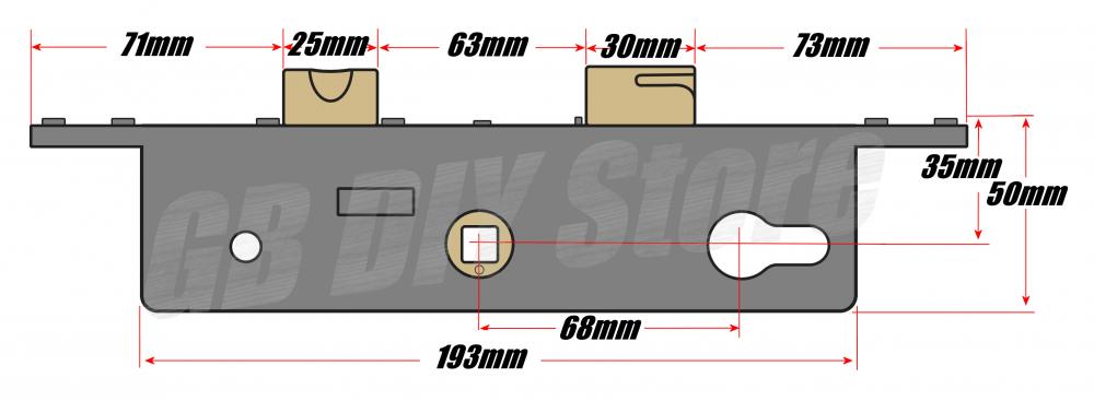 Fullex SL16 Replacement Door Lock Gearbox Centre Case 35mm Technical Details