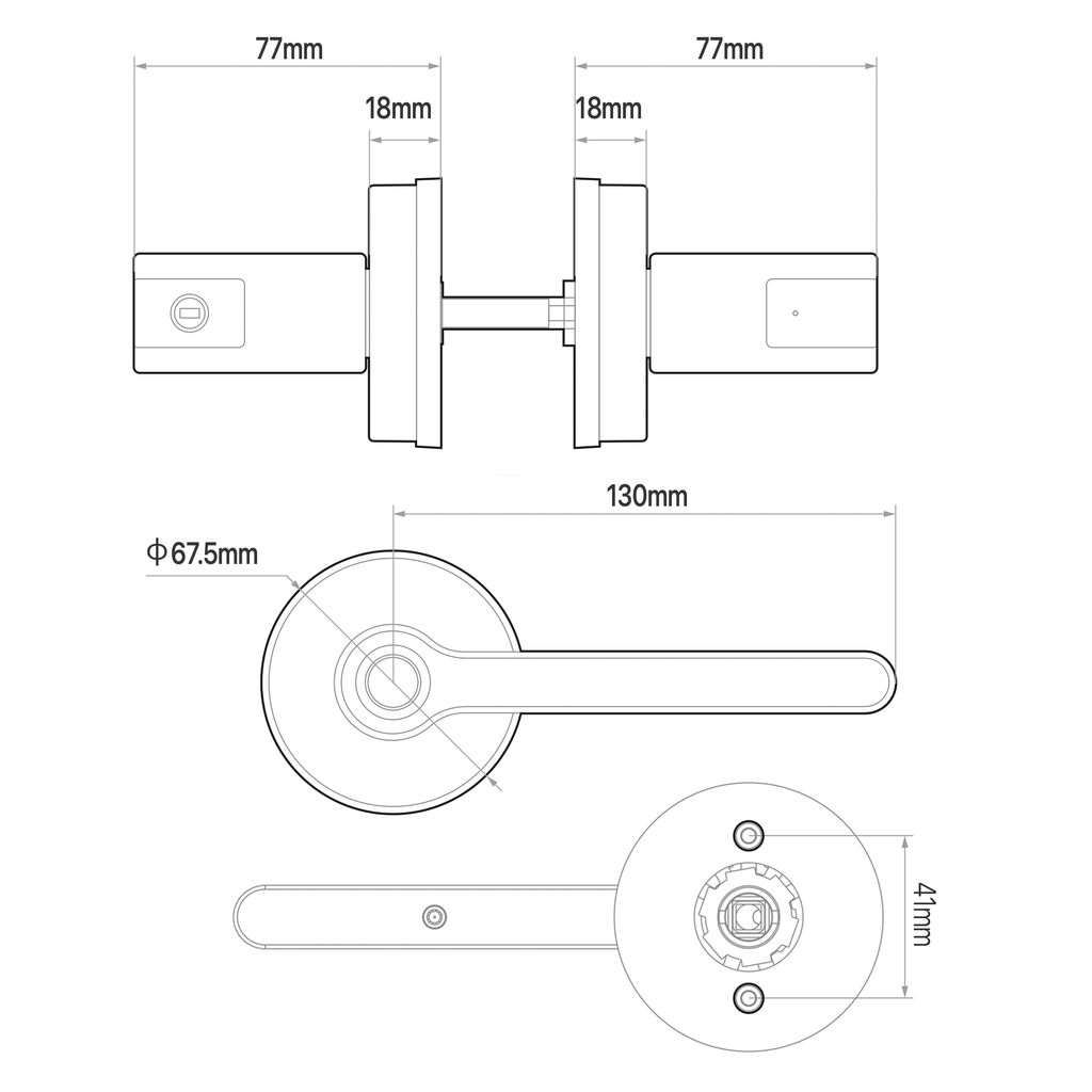 blusafe breeze internal fingerprint door handle measurements