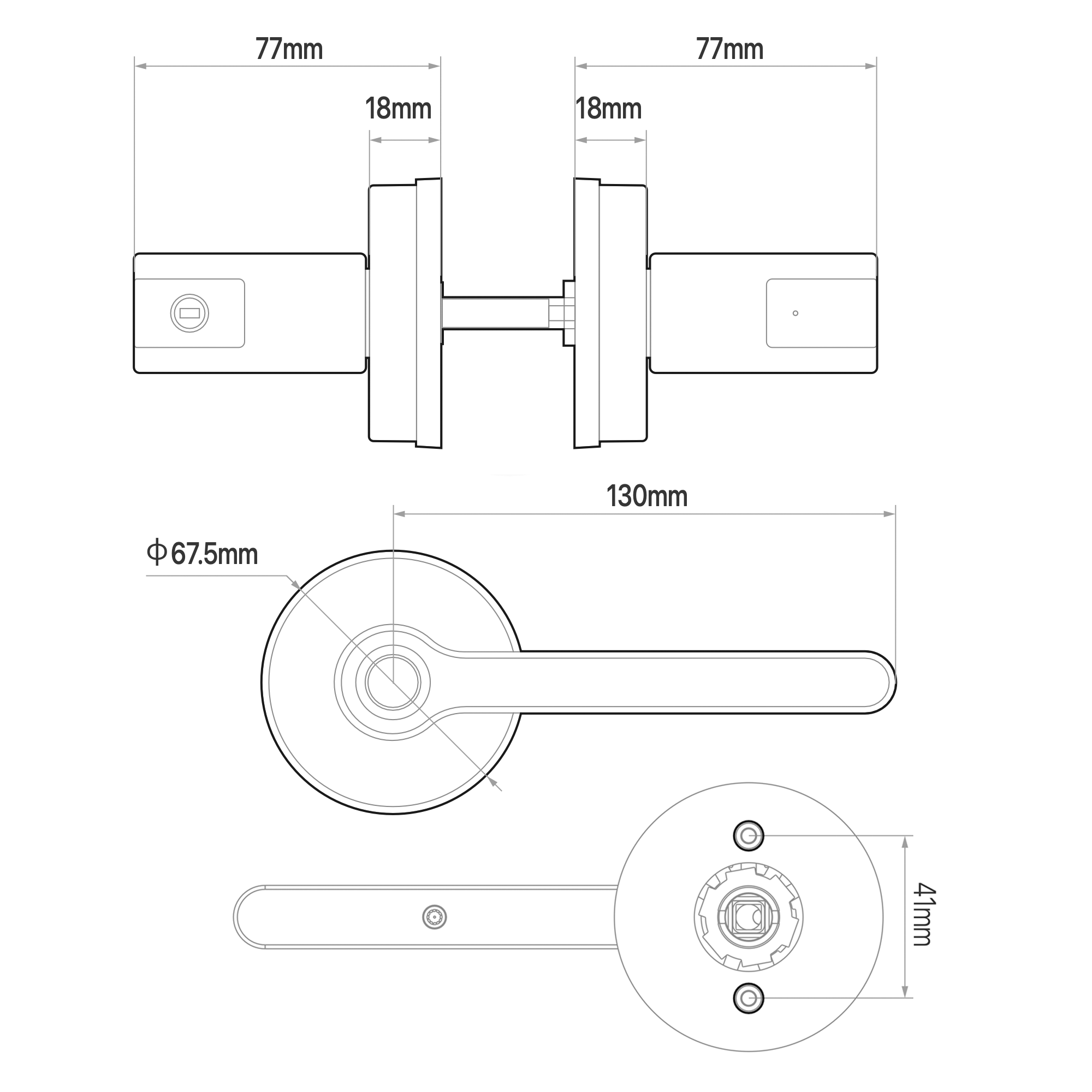 blusafe breeze internal fingerprint door handle measurements