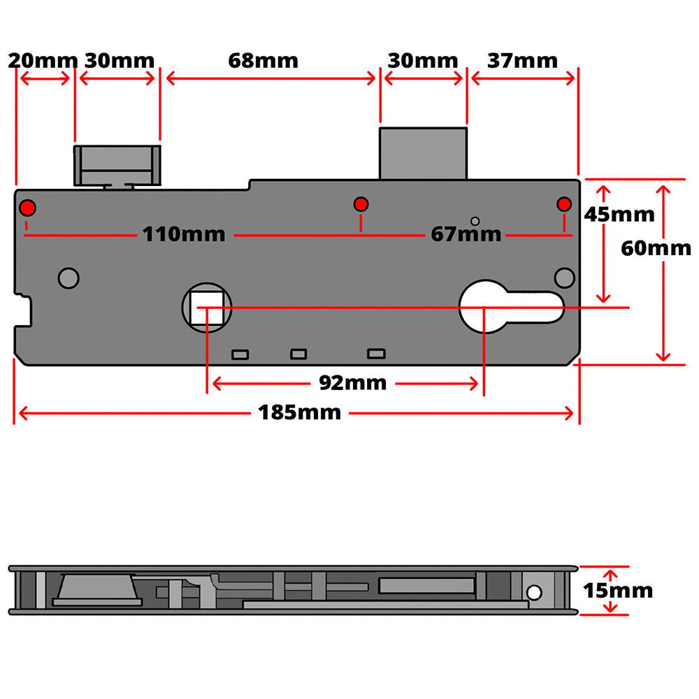 Genuine Winkhaus Cobra Replacement Door Lock Gearbox Centre Case 45mm