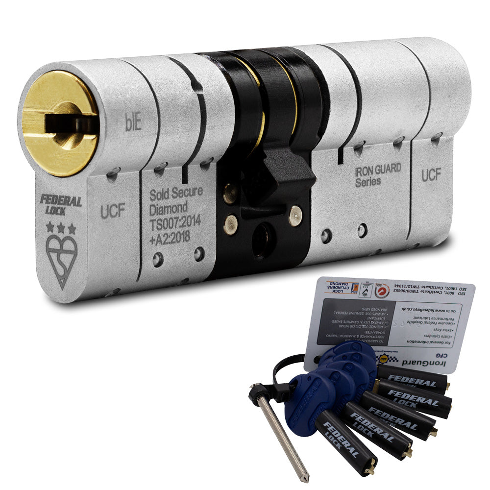 Federal 3 Star TS007 Euro Cylinder Sold Secure Diamond Door Lock 5 Keys