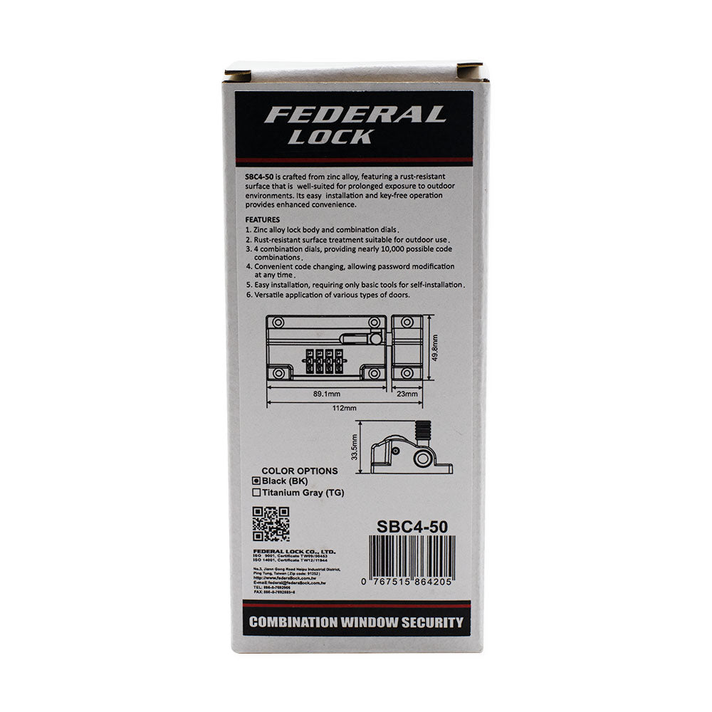 4 Digit Combination Locking Bolt 50mm - Premium Security