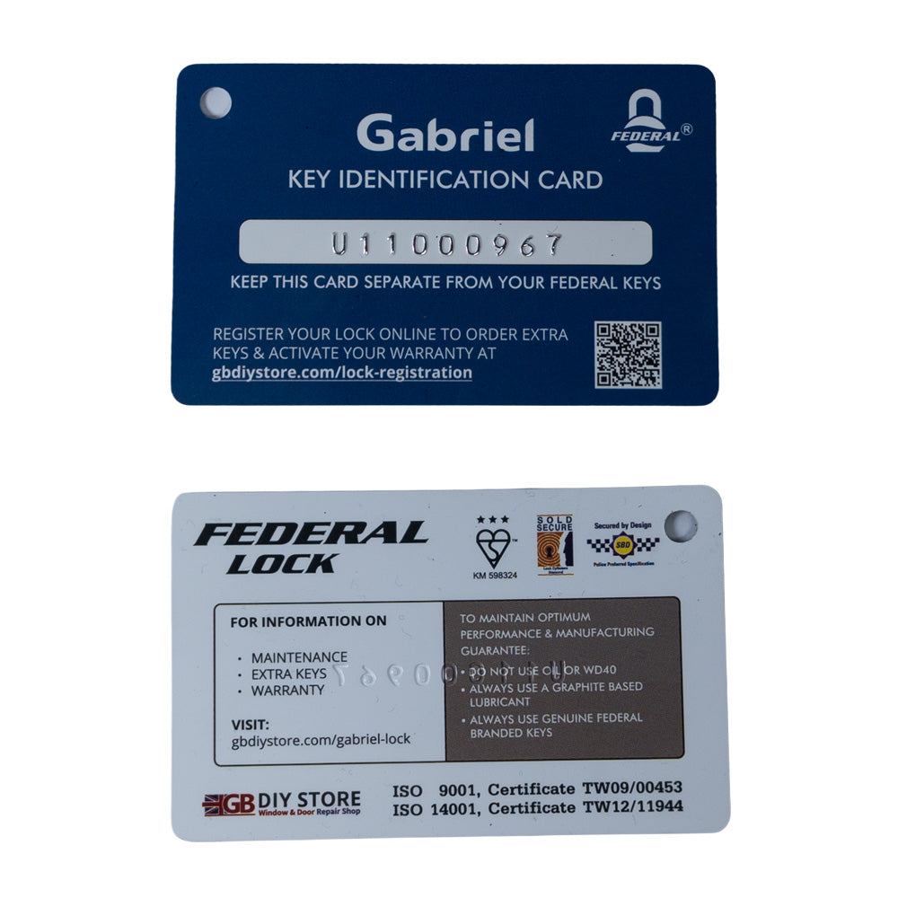 Federal Lock Gabriel Extra Replacement Key Cut To Code