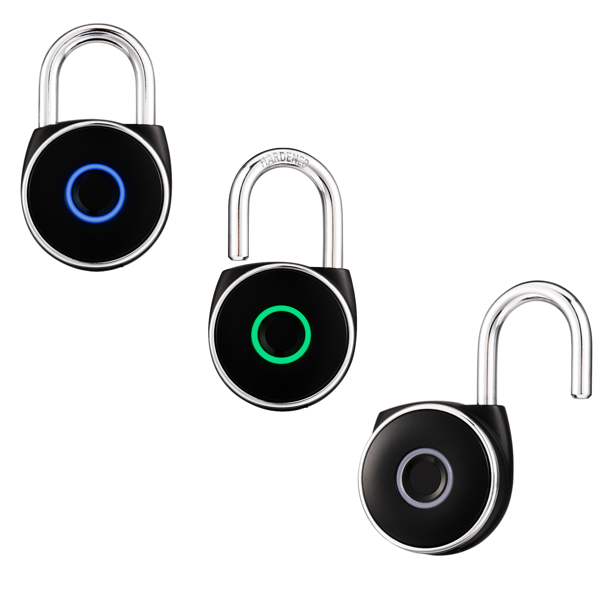 blusafe mirage fingerprint padlock trio