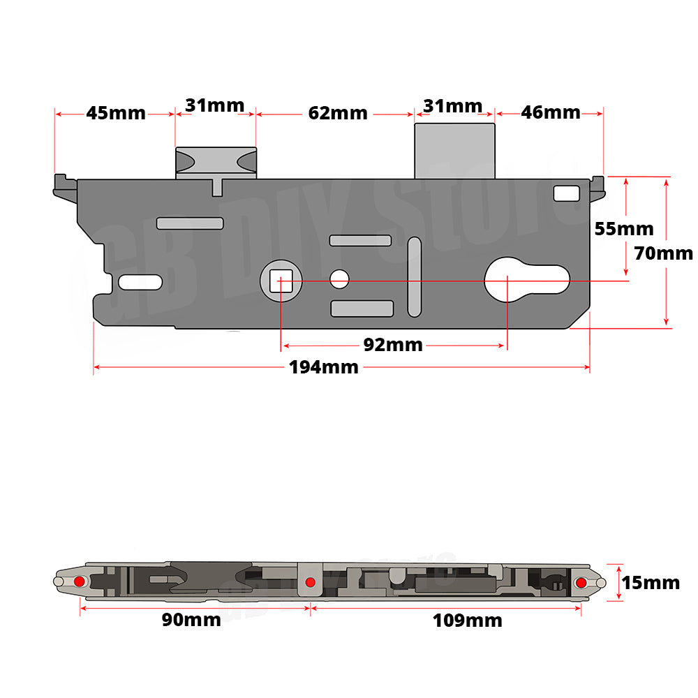 Fuhr Replacement Multipoint Door Lock Gearbox Centre Case 55mm Genuine