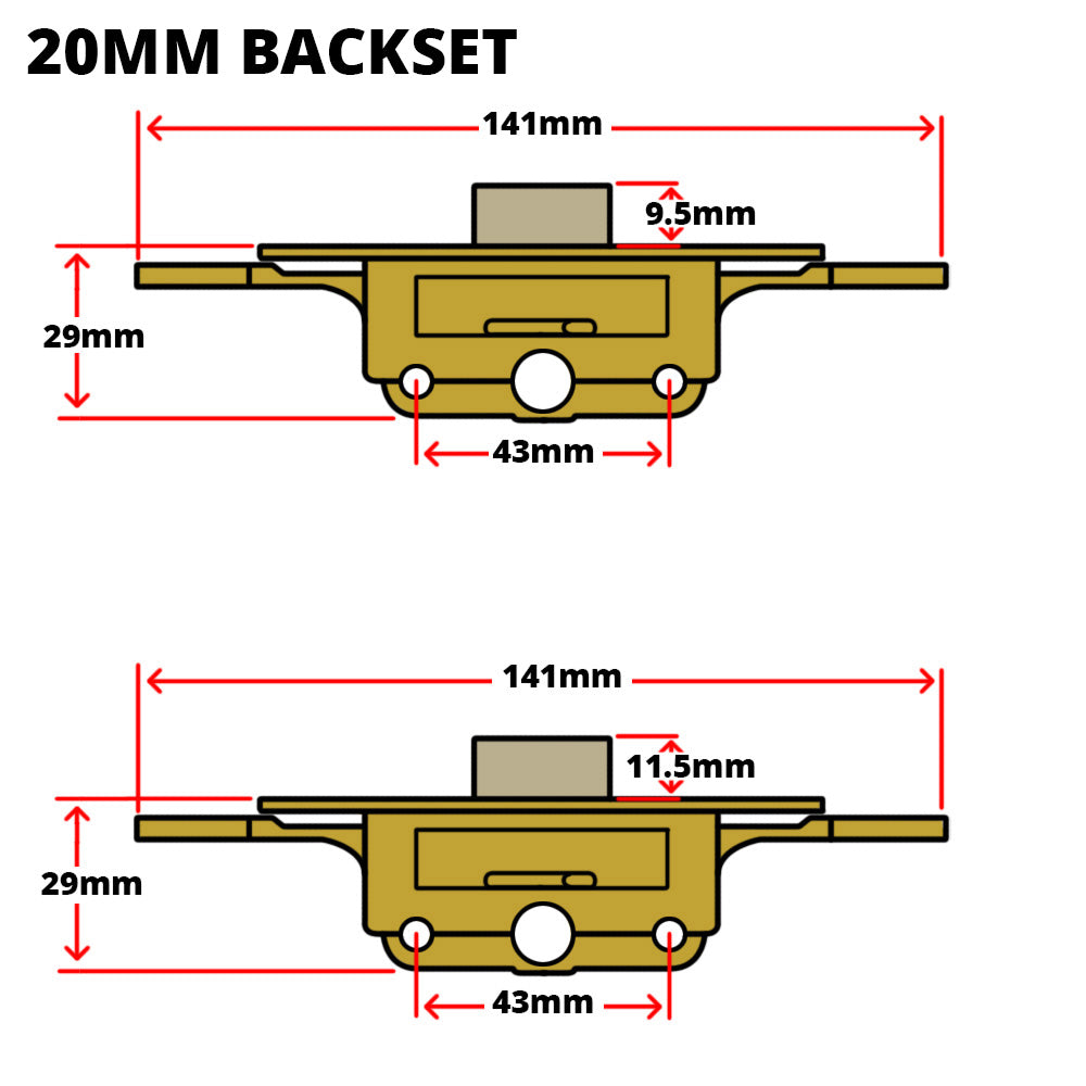 SARACEN LAIRD FM WINDOW GEARBOX 20MM DIMENSIONS