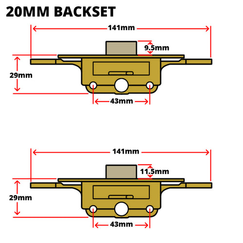 SARACEN LAIRD FM WINDOW GEARBOX 20MM DIMENSIONS