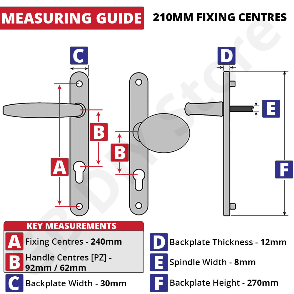 fab &amp; fix blenheim lever pad door handle size guide