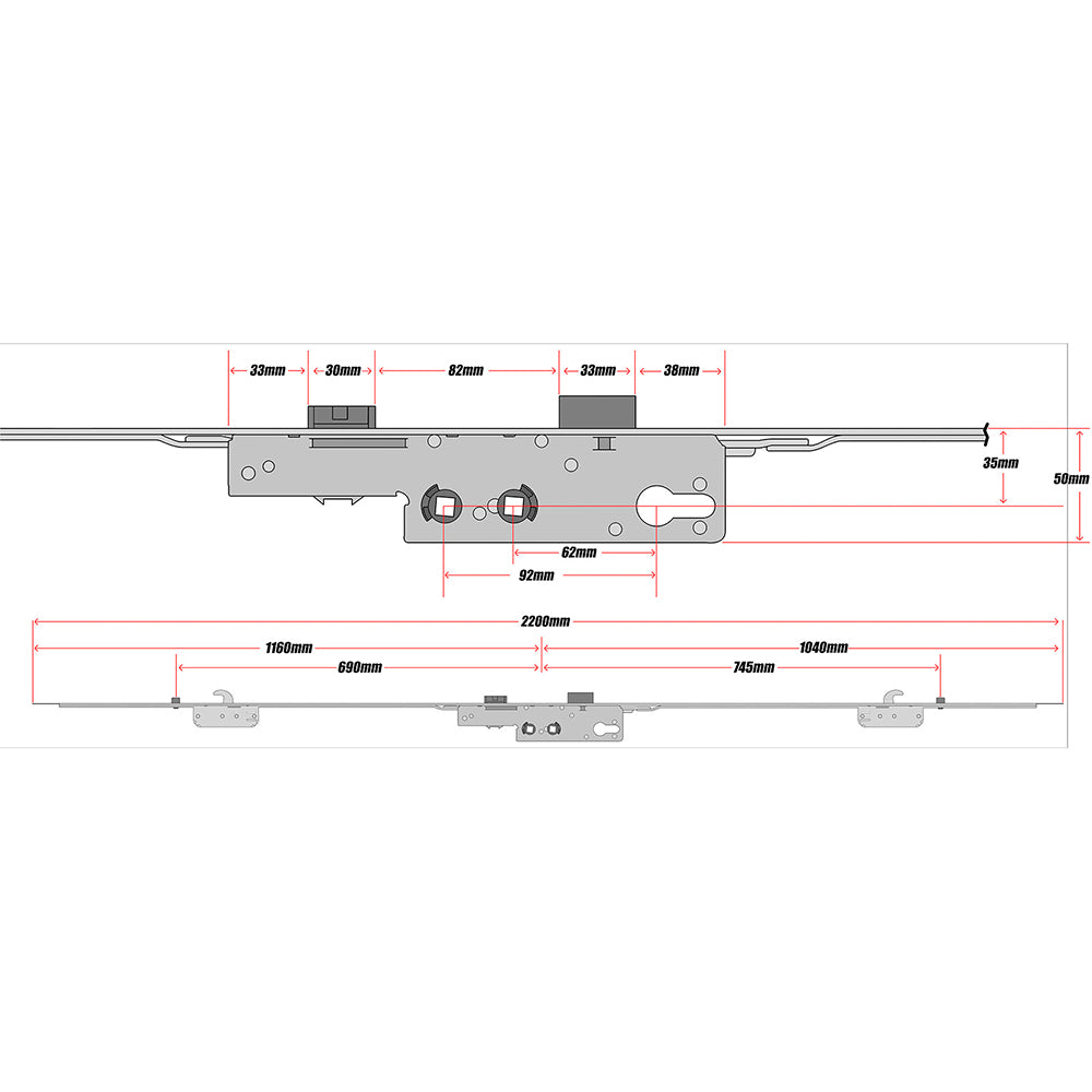 Avocet 2 Hook 2 Roller Gearbox Door Strap Technical Details