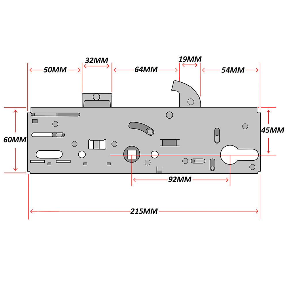 Yale YS170 Replacement Gear Box Door Lock Centre Case 45mm Backset Technical Details