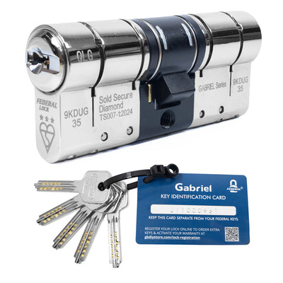 Federal Gabriel 3 Star Euro Cylinder Door Lock  Chrome - Maximum Security