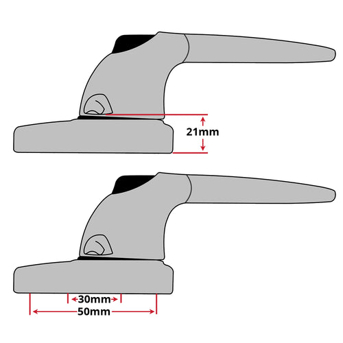 Ellbee Caravan Cockspur Window Handle - Cranked Non-Locking White 21mm Backset