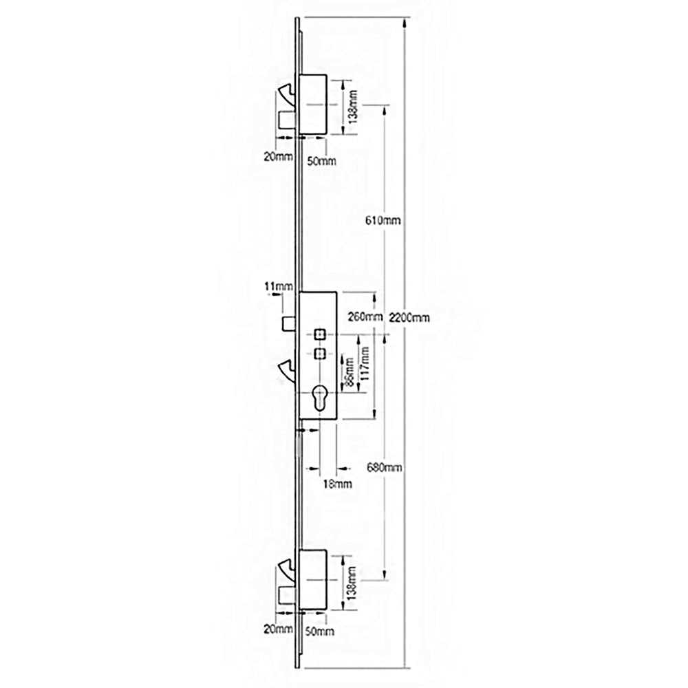 Millenco Mantis 1 Multipoint Door Lock 3 Hooks 2 Deadbolts