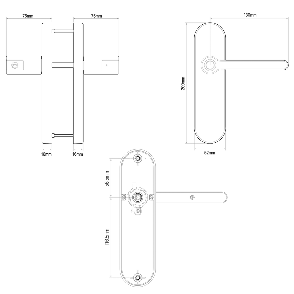 blusafe breeze fingerprint door handle measurements