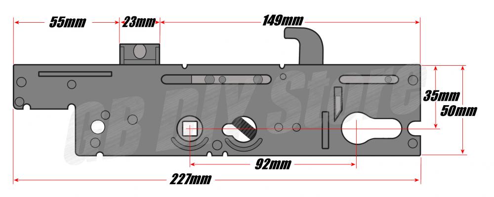 Fullex XL Single Spindle Replacement Door Lock Gearbox Centre Case 35mm Technical Details