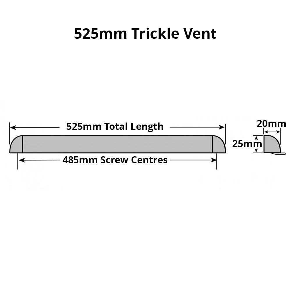 RW Simon Hi-Flow+ Trickle Vent Dimensions