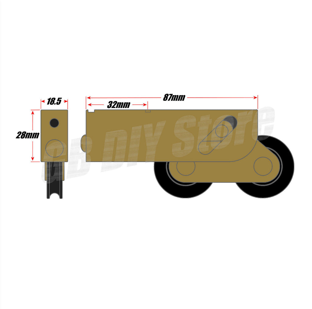 Pair of Tandem Sliding Patio Door Roller Wheels Aluminium Upvc Timber 32mm Technical Details