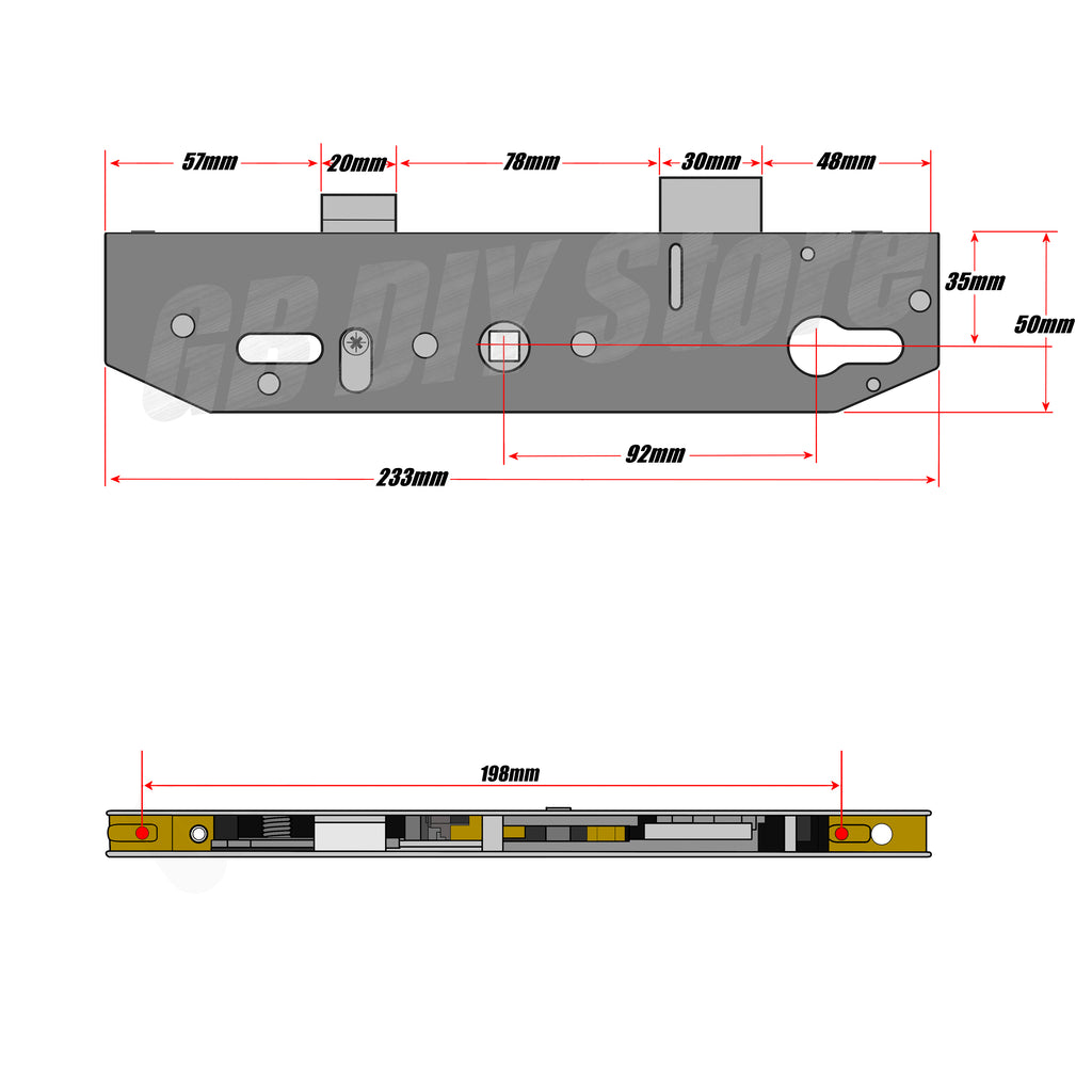 Mila Coldseal 35mm Door Lock Gearbox Centre Case Technical Details