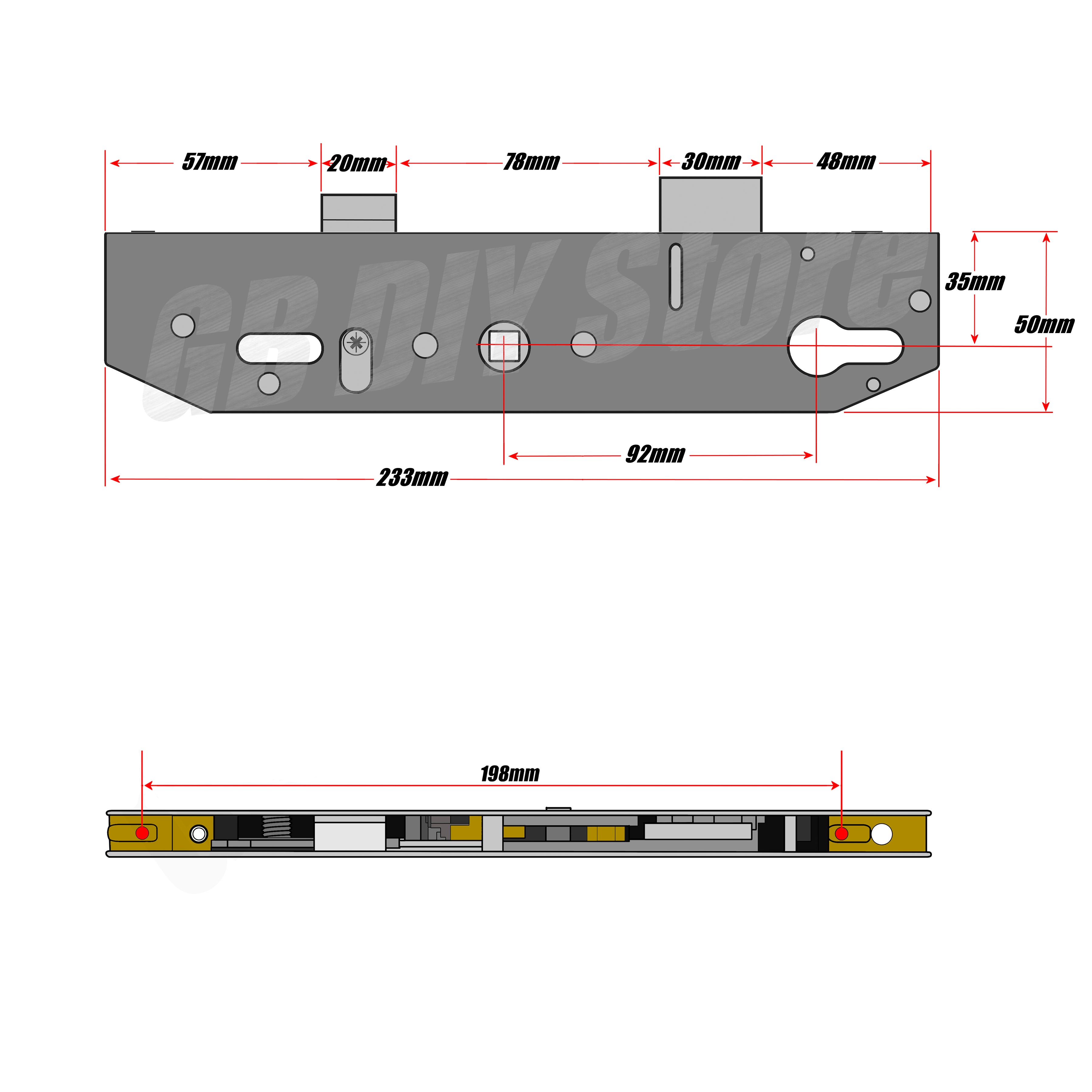 Mila Coldseal 35mm Door Lock Gearbox Centre Case Technical Details