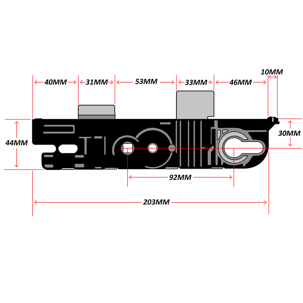 GU Europa New Style Replacement Door Lock Gearbox Centre Case 30mm Backset Technical Details